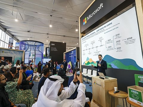 During the announcement of the green plans at COP28 at Expo City Dubai on Monday