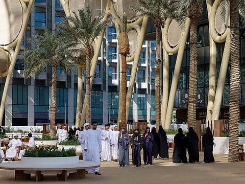 Visitors at Green zone of COP28 at Expo City Dubai.