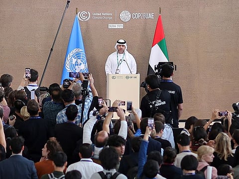 Ambassador Majid Al Suwaidi, Director-General of COP28, at a media briefing on Tuesday at Expo City Dubai