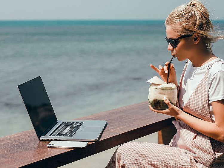 travel laptop stock