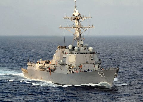 The guided-missile destroyer USS Mason (above) responded and is currently rendering assistance to the oil and chemical tanker Strinda, the US  military’s Central Command said on Tuesday.