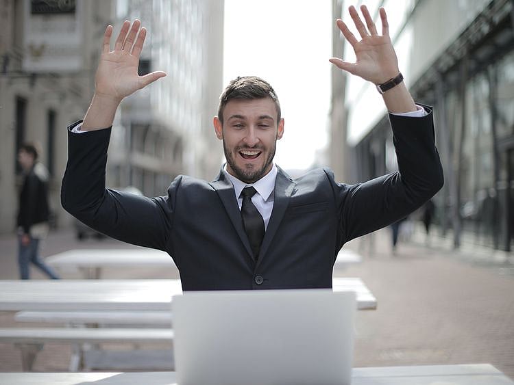 Happy man at work