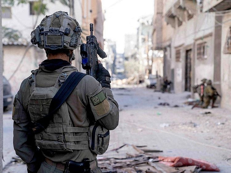 Israeli soldiers operate in the Gaza Strip. 
