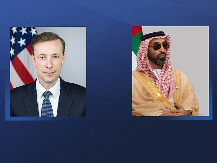Sheikh Tahnoun bin Zayed Al Nahyan (right) and Jake Sullivan 