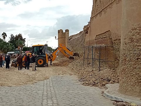 The massive city walls were under renovation when the accident took place.