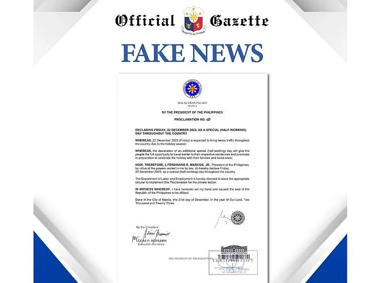 Fake holiday Philippine Screengrab | Official Gazetter | Facebook