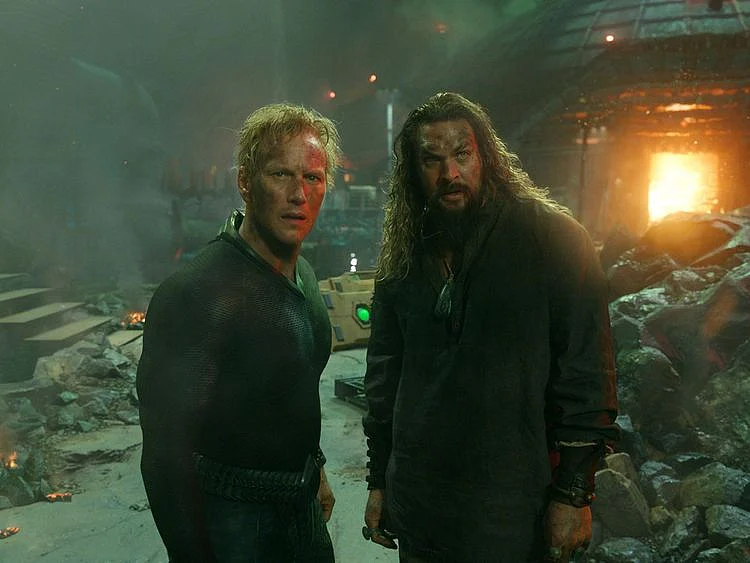 Patrick Wilson, left, and Jason Momoa in "Aquaman and the Lost Kingdom." 