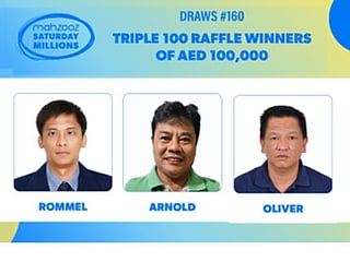 Triple triumph for 3 Filipinos who won Dh300,000 in Mahzooz’s 160th draws