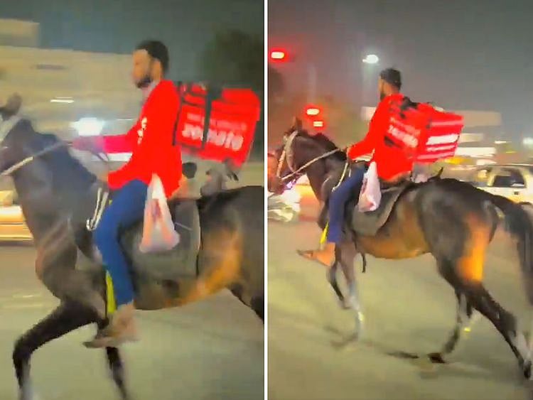 delivery boy on horse