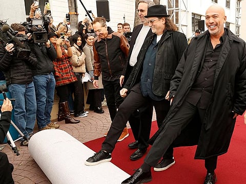 From left: Barry Adelman, Ricky Kirshner, Glenn Weiss, Jo Koy and Helen Hoehne, President, Golden Globes attend the 81st Annual Golden Globe Awards Press Preview and Red Carpet Rollout at The Beverly Hilton on January 4, 2024 in Beverly Hills, California.  