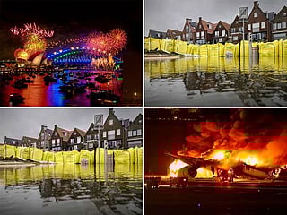 New Year fireworks, Japan plane collision, Europe storm and more: Top 10 pictures of the week from around