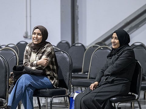  Palestinian cancer patient Noorhan Jameel Abed (left) flanked by her mother Manal Mahmoud Abed after successful cancer treatment in UAE