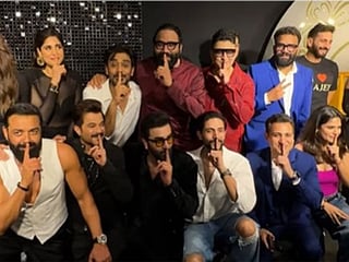 Bollywood stars Ranbir, Anil Kapoor, others strike Bobby Deol’s pose at ‘Animal’ success bash