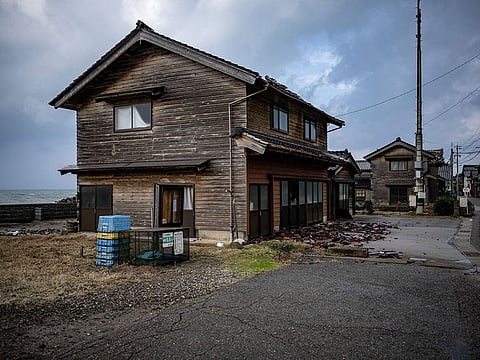 Houses in Akasaki village withstood the New Year's Day earthquake.