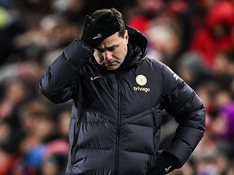 Chelsea's head coach Mauricio Pochettino reacts during during the English League Cup first-leg semi-final loss to Middlesborough.