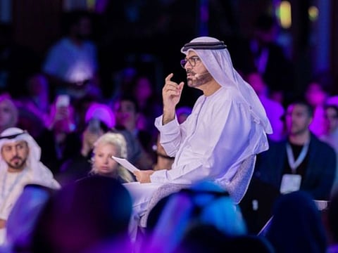 UAE Minister of Cabinet Affairs Mohammad Abdullah Al Gergawi, speaking at the 1 Billion Followers Summit in Dubai.