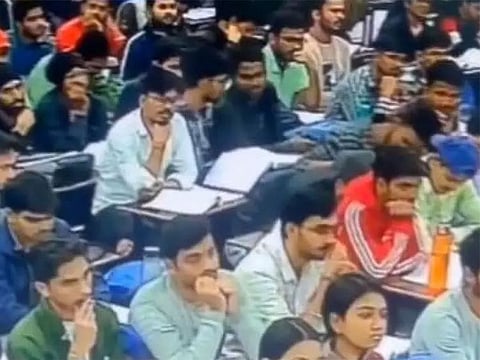 Coaching institute CCTV shows Raja suddenly fainting at his desk in Bhanwarkuwan.