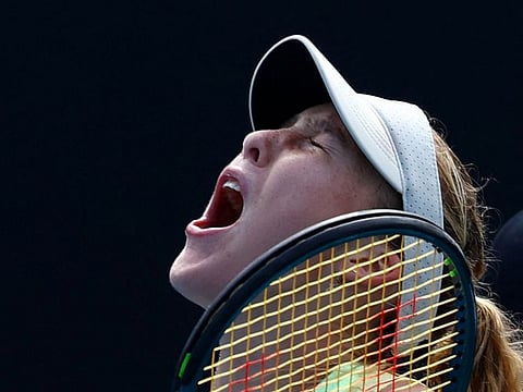 Russia's Mirra Andreeva celebrates after winning her third round match against France's Diane Parry in the Australian Open on Friday.