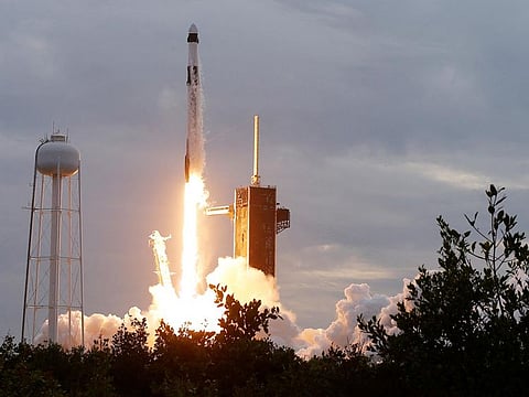 The Axiom Mission 3 launches to the International Space Station with crew members Commander Michael Lopez-Alegria of the US/Spain, Pilot Walter Villadei of Italy, Mission Specialist Alper Gezeravcı of Turkey, and ESA (European Space Agency) project astronaut Marcus Wandt of Sweden, at Cape Canaveral, Florida, on January 18, 2024. 