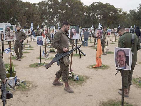 Israeli soldiers at the Nova music festival in Re'im, Southern Israel