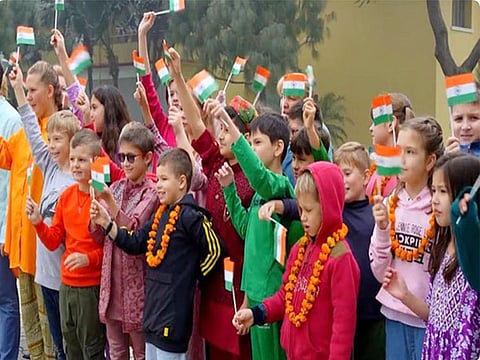 Russian Embassy staff in New Delhi celebrate Republic Day of India.  