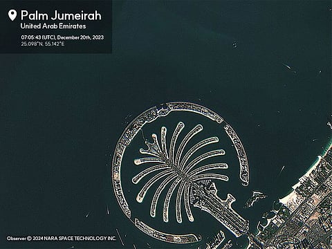 Palm Jumeirah in a photo taken by Observer-1A nanosatellite.