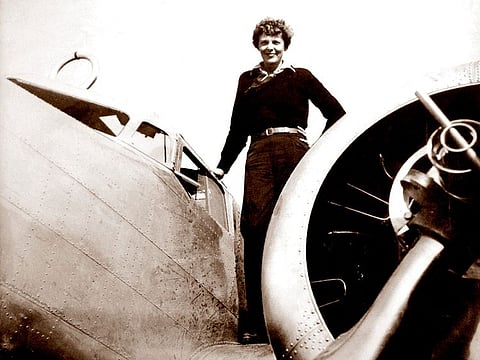 A May 20, 1937 photo shows US aviator Amelia Earhart on the wing of her Lockheed 10 Electra. A deep sea exploration company released a sonar image on January 29, 2024 they say may be the remains of the plane of Amelia Earhart, the famed American aviatrix who disappeared over the Pacific in 1937. 