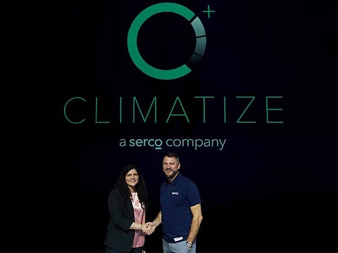 Enji Jaber [L], the Managing Director of Climatize and Phil Malem [R], CEO of Serco Middle East.