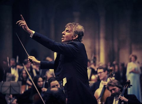 Bradley Cooper as Leonard Bernstein in a scene from 'Maestro.'