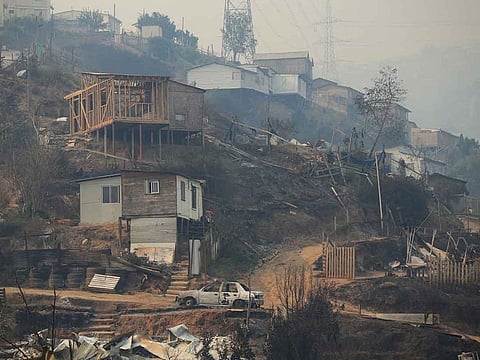 The remains of a burnt house following the spread of wildfires affecting many parts of the Valparaiso region, in Vina del Mar, Chile February 3, 2024. 