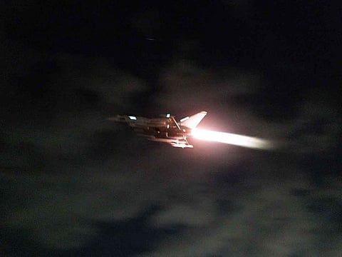 An  RAF Typhoon aircraft taking off to conduct strikes against targets in Yemen. The United States and Britain have responded by striking Houthi targets in Yemen since January but the attacks have done little to deter the militants.