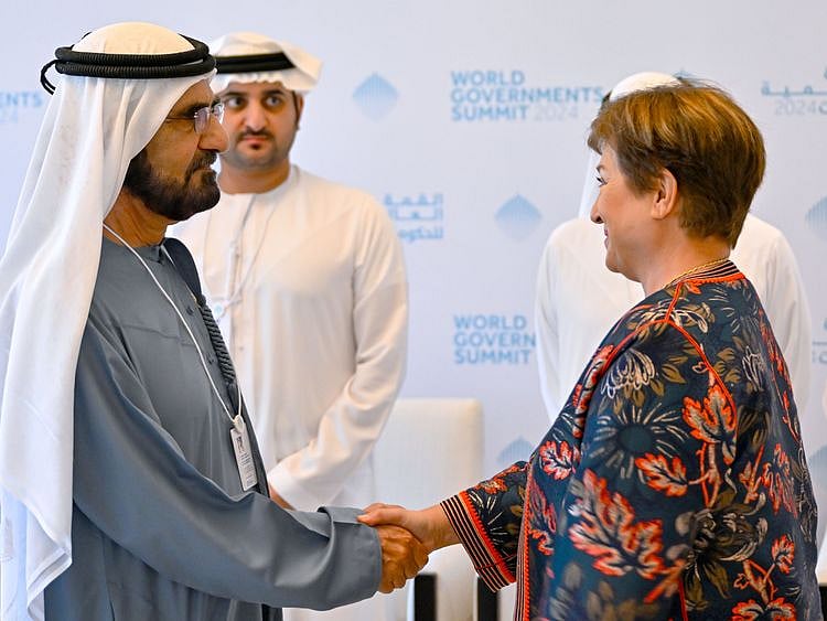 His Highness Sheikh Mohammed bin Rashid Al Maktoum, Vice President and Prime Minister of the UAE and Ruler of Dubai, today met with Her Excellency Kristalina Georgieva, Managing Director of the International Monetary Fund (IMF)