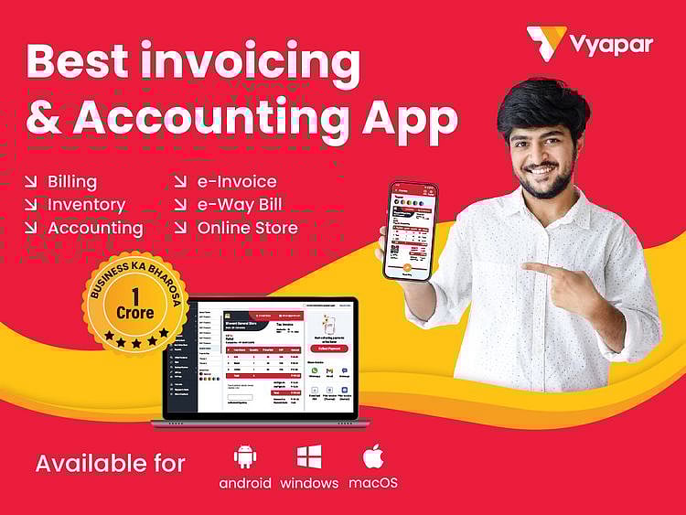Vyapar App's user-friendly interface allows businesses to generate professional GST-compliant invoices effortlessly