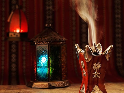 The traditional Middle Eastern incense called bukhoor is often passed among guests so they can imbue the lingering fragrance into their hair, clothes and hands. 