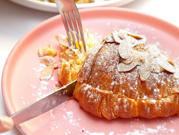STOCK - pink, cafe, croissant