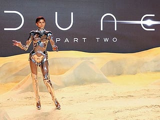 Ahead of UAE premiere of 'Dune: Part Two' Zendaya stuns in vintage silver cyborg suit by Mugler