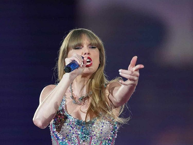 Taylor Swift performs as part of the "Eras Tour" at the Tokyo Dome, on Feb. 7, 2024, in Tokyo. 