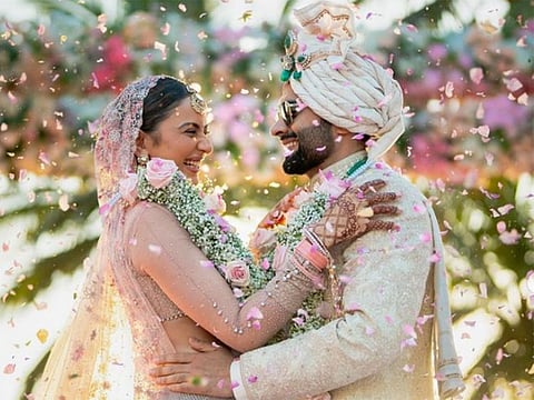 Rakul and Jakky tied the knot in a traditional wedding ceremony called the 'Anand Karaj' on Wednesday afternoon.