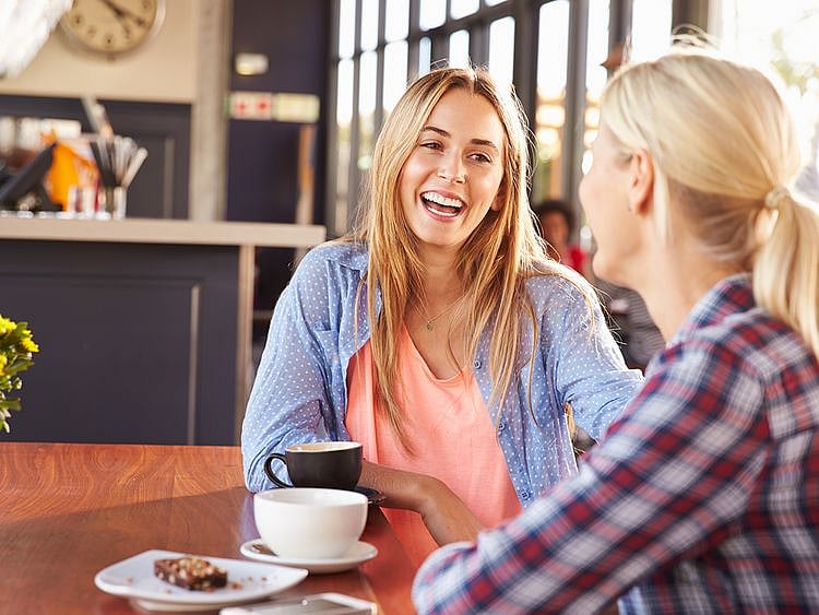 Two girls talking