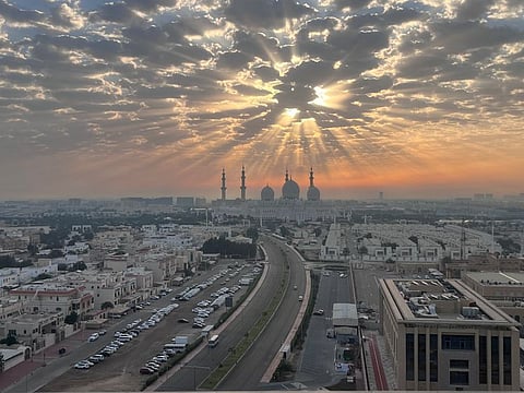 Clouds over Sheikh Zayed Grand Mosque in Abu Dhabi. 
