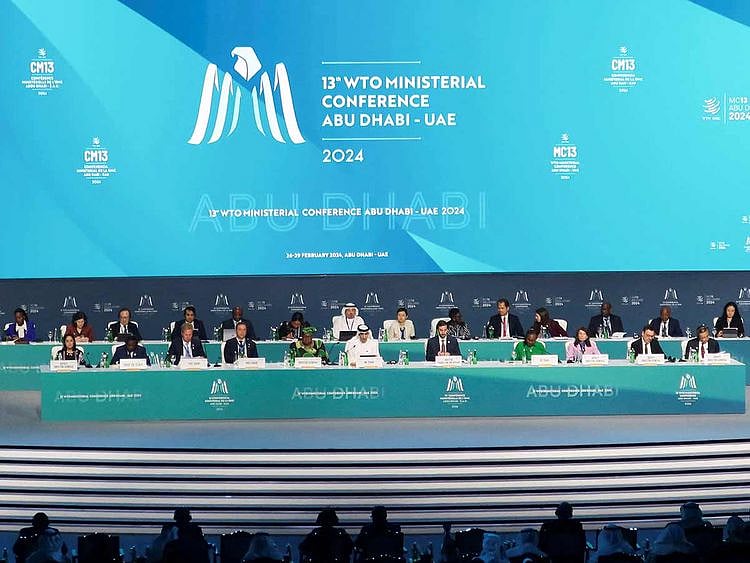 Delegates attend the 13th WTO ministerial conference in Abu Dhabi. 