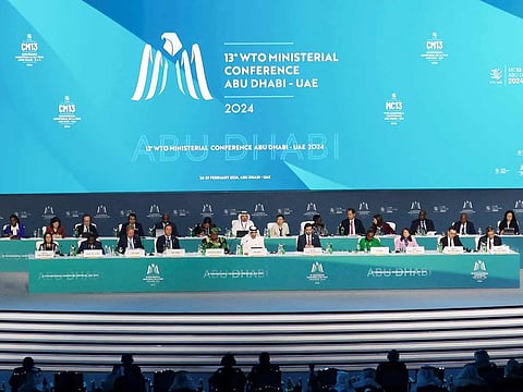 Delegates attend the 13th WTO ministerial conference in Abu Dhabi. 