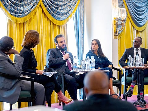 (centre) Mohamed Jalal Al Rayssi, Director-General, WAM during the panel discussion in Nairobi 