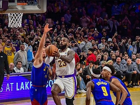 LeBron James scores the bucket to become the first player in league history to score 40,000 career points.