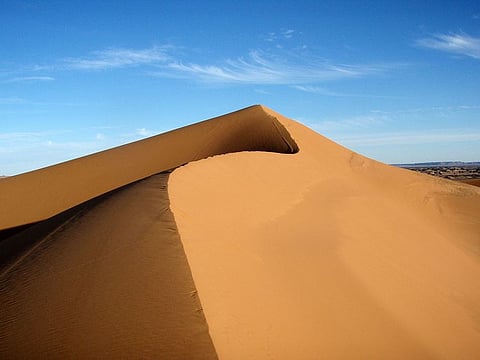 A view of the Lala Lallia star dune of the Sahara Desert, in Erg Chebbi, Morocco, as seen in an undated handout image from 2008 and obtained by Reuters on March 1, 2024