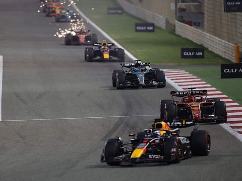 Red Bull Racing's Dutch driver Max Verstappen drives during the Bahrain F1 Grand Prix at the Bahrain International Circuit in Sakhir on March 2.