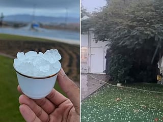 Cloudy weather in UAE: Hail in Al Ain, heavy rain with lightning and thunder in parts of Abu Dhabi