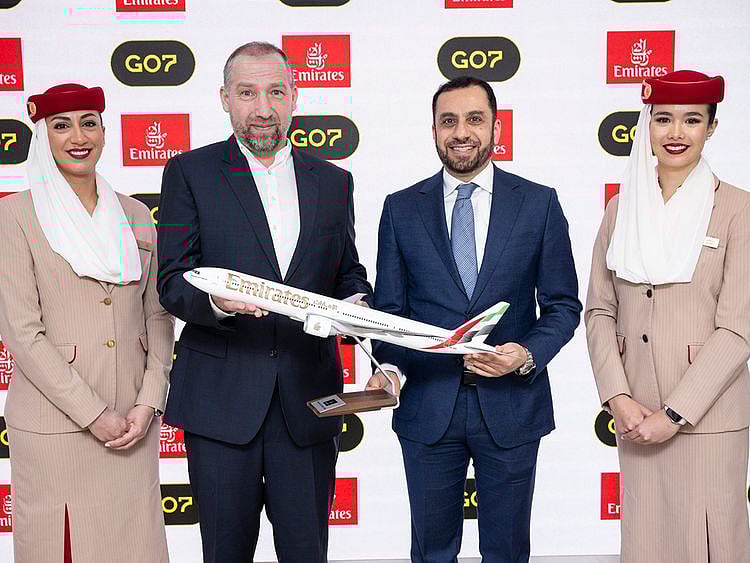 Peer Winter, Chief Distribution Officer GO7 and Adnan Kazim, Emirates' Deputy President and Chief Commercial Officer