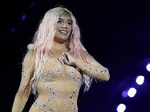  Karol G performs as part of the "Manana Sera Bonito" tour at Azteca Stadium in Mexico City, Thursday, Feb. 8, 2024. 