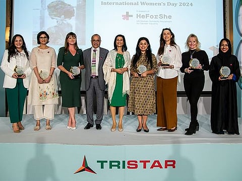 Speakers, panelists and the host of the 2nd Tristar International Women's Day with Group-CEO Eugene Mayne and his wife Joan